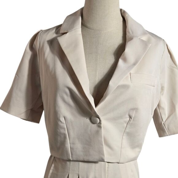 Lulu's Cream Cropped Jacket And Pants Suit Set NWT - Picture 5 of 8